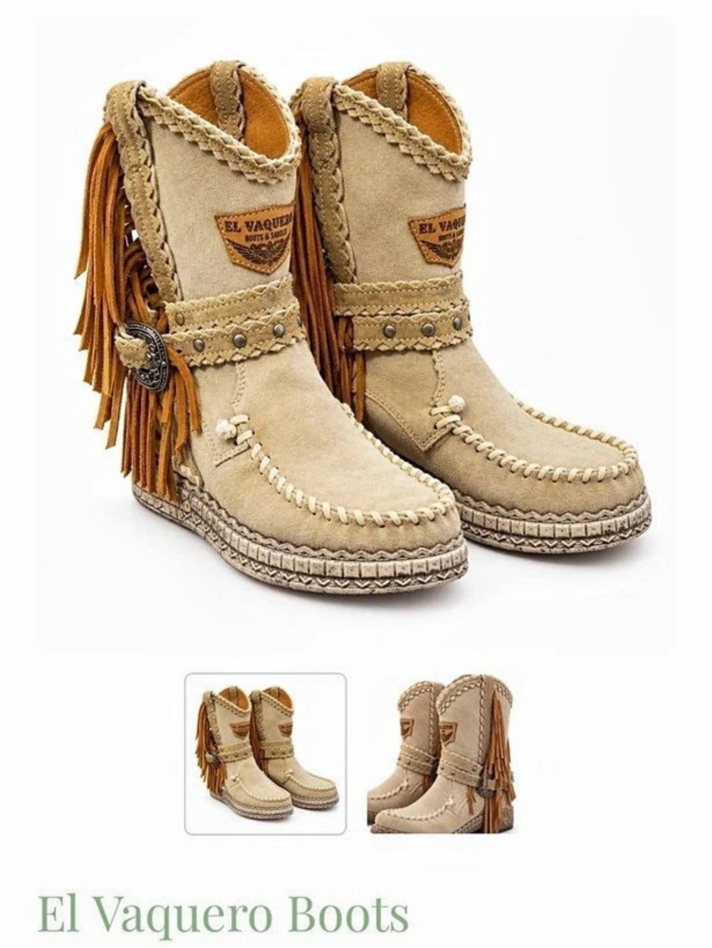 El Vaquero Jackie Wedge Moccasin Boots Brown & Tan
